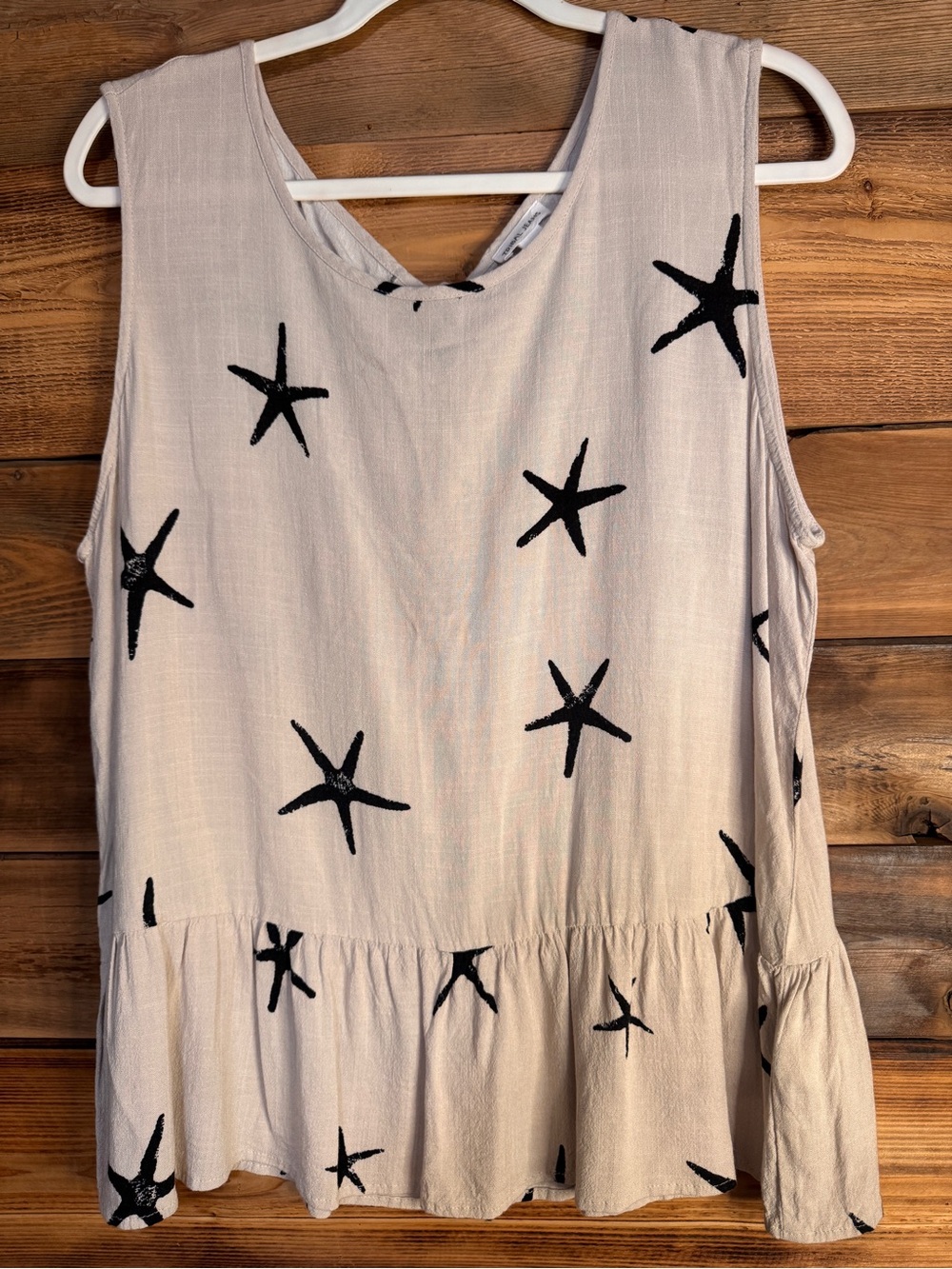 Tribal Jeans Women's Sleeveless Star Peplum Top - Light Beige | Size XL 16/18